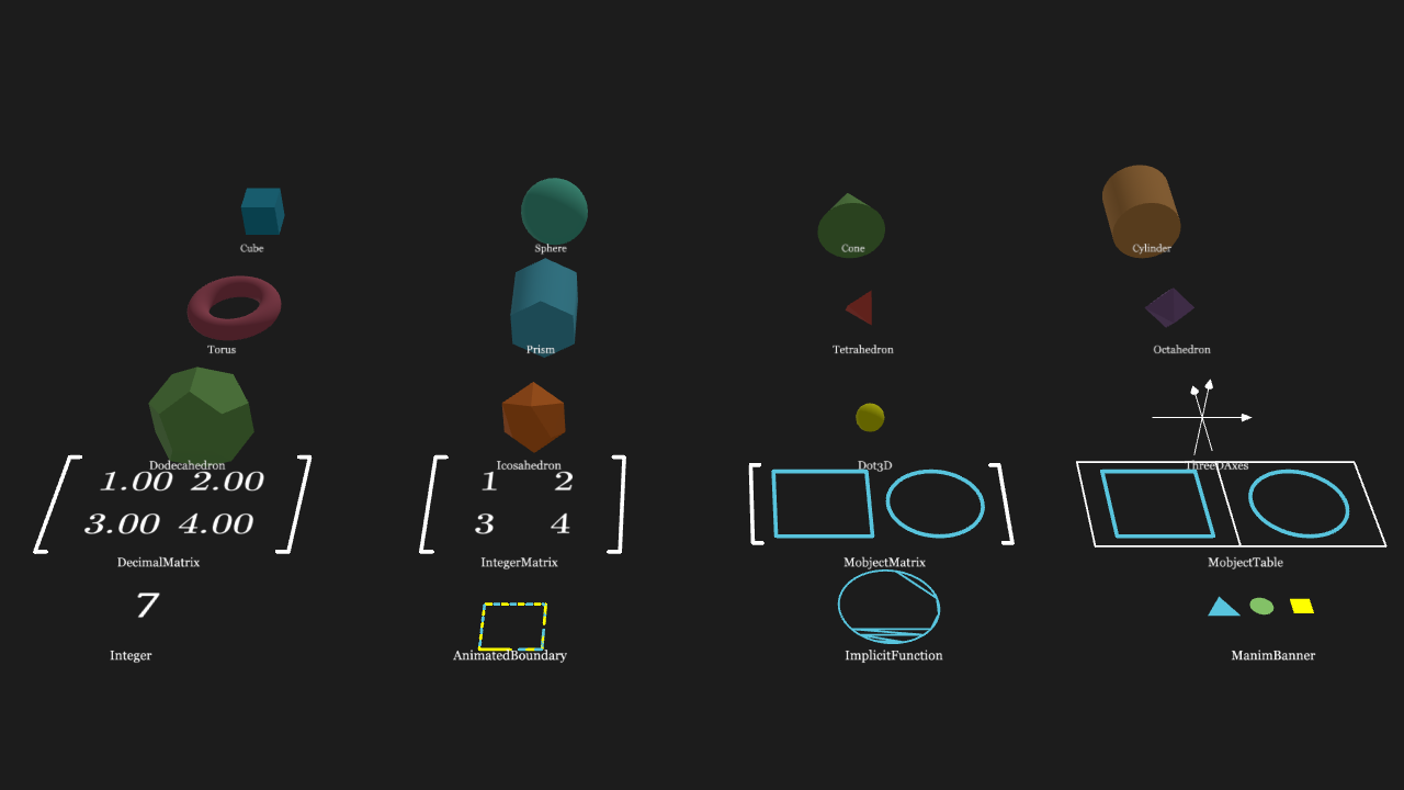 API 点名:矩阵 / 表 / 3D / 杂项